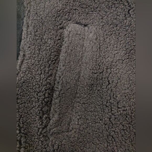 New Eden Society Womens Black sherpa Jacket Coat snap button Pockets Hooded sz S - Picture 3 of 12